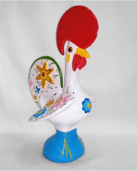Embossed Flowers White Rooster - GALO13RF